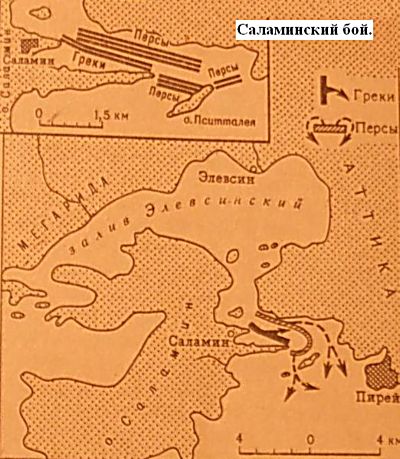 Сражение у острова
Саламин.(карта)